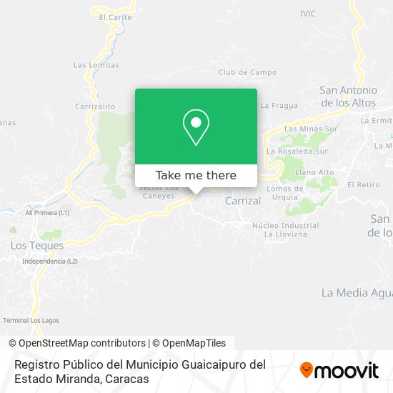 Registro Público del Municipio Guaicaipuro del Estado Miranda map