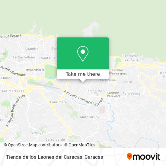Tienda de los Leones del Caracas map