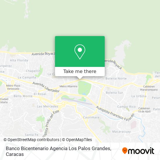 Banco Bicentenario Agencia Los Palos Grandes map