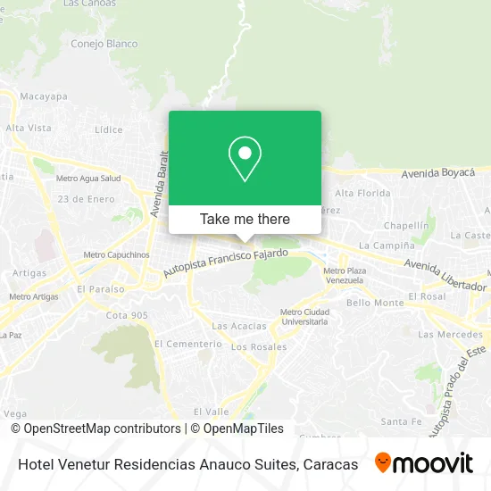 Hotel Venetur Residencias Anauco Suites map