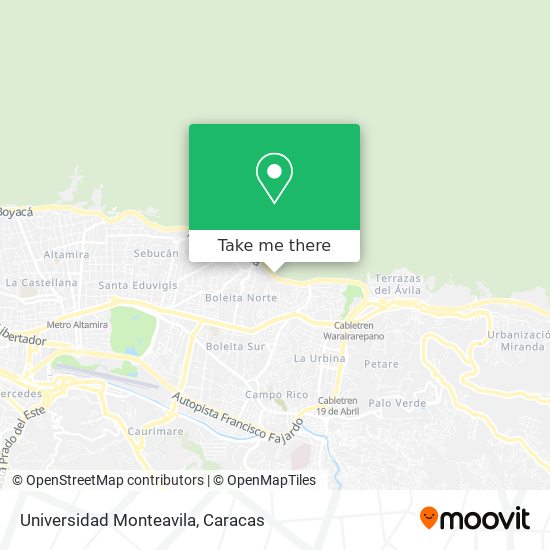 Universidad Monteavila map