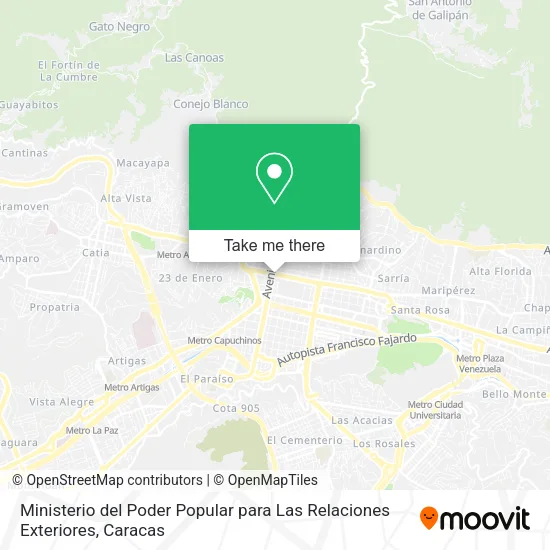 Mapa de Ministerio del Poder Popular para Las Relaciones Exteriores
