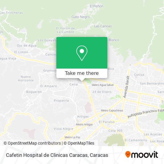 Cafetin Hospital de Clinicas Caracas map