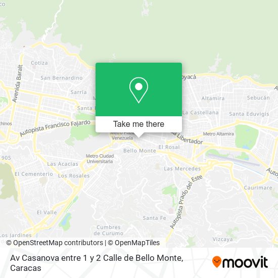 Av Casanova entre 1 y 2 Calle de Bello Monte map