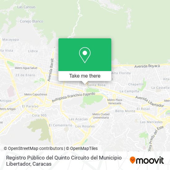 Mapa de Registro Público del Quinto Circuito del Municipio Libertador