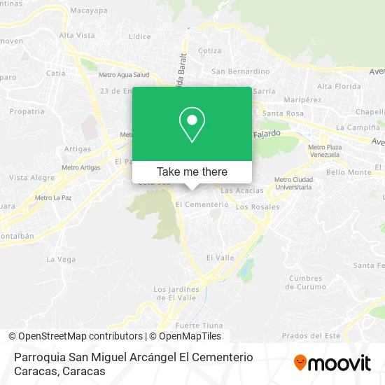 Mapa de Parroquia San Miguel Arcángel El Cementerio Caracas