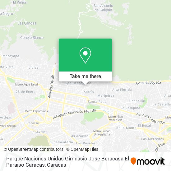 Parque Naciones Unidas Gimnasio José Beracasa El Paraiso Caracas map