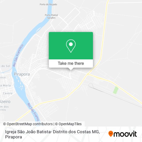 Mapa Igreja São João Batista- Distrito dos Costas MG