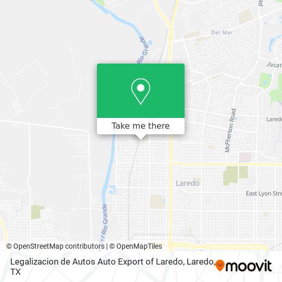 Legalizacion de Autos Auto Export of Laredo map