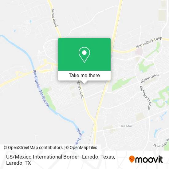 US / Mexico International Border- Laredo, Texas map