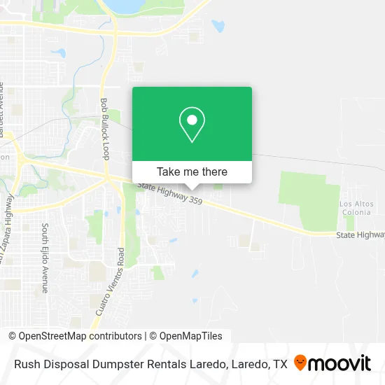 Rush Disposal Dumpster Rentals Laredo map