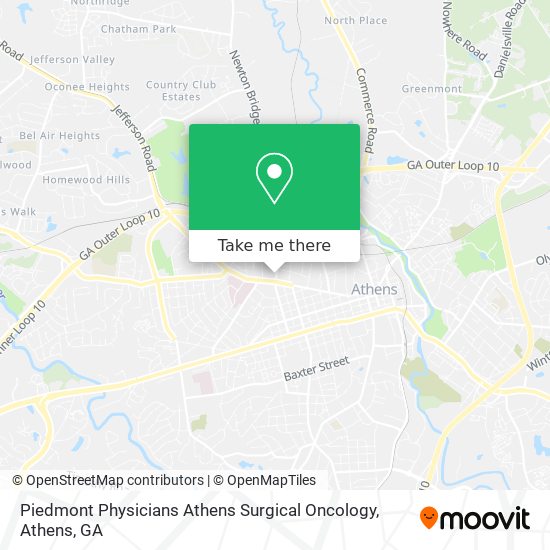 Mapa de Piedmont Physicians Athens Surgical Oncology