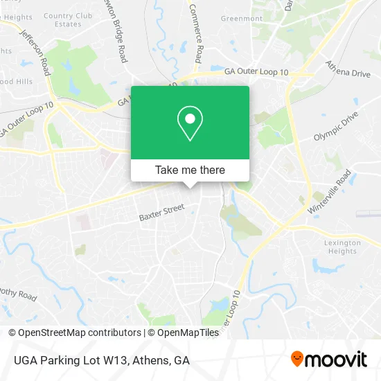 Mapa de UGA Parking Lot W13
