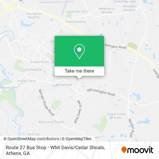 Route 27 Bus Stop - Whit Davis / Cedar Shoals map