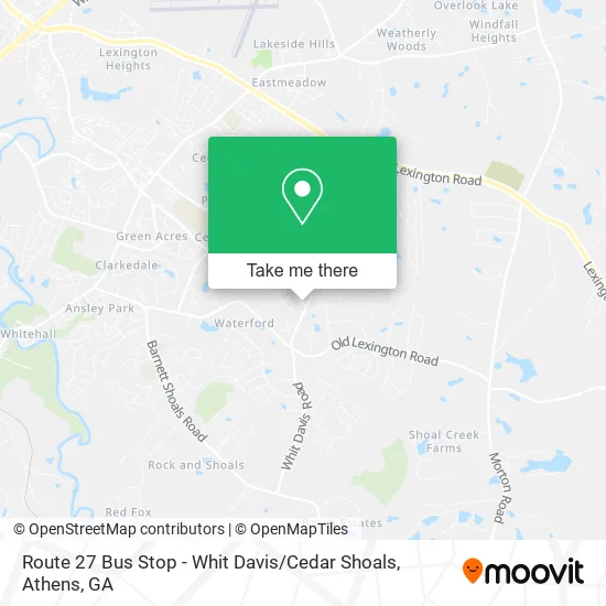Route 27 Bus Stop - Whit Davis / Cedar Shoals map