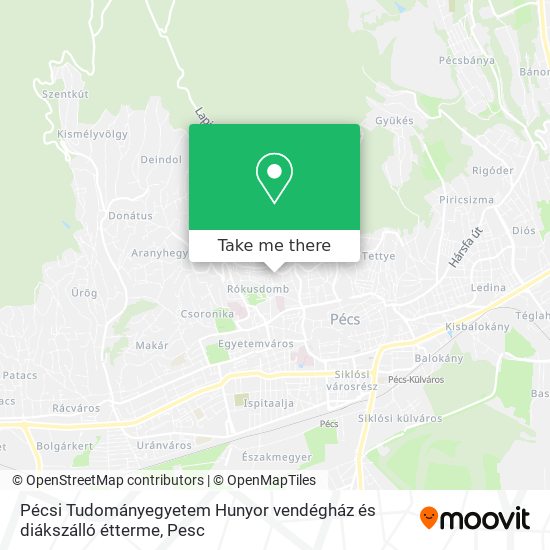 Pécsi Tudományegyetem Hunyor vendégház és diákszálló étterme map