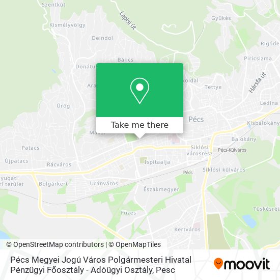 Pécs Megyei Jogú Város Polgármesteri Hivatal Pénzügyi Főosztály - Adóügyi Osztály map