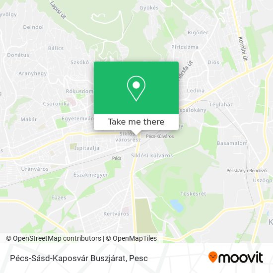 Pécs-Sásd-Kaposvár Buszjárat map