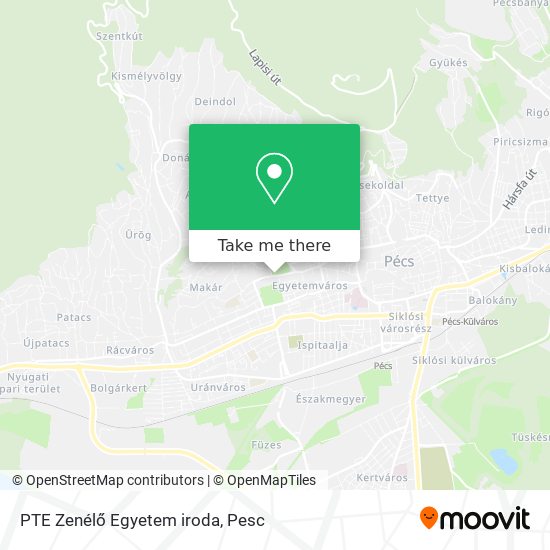 PTE Zenélő Egyetem iroda map