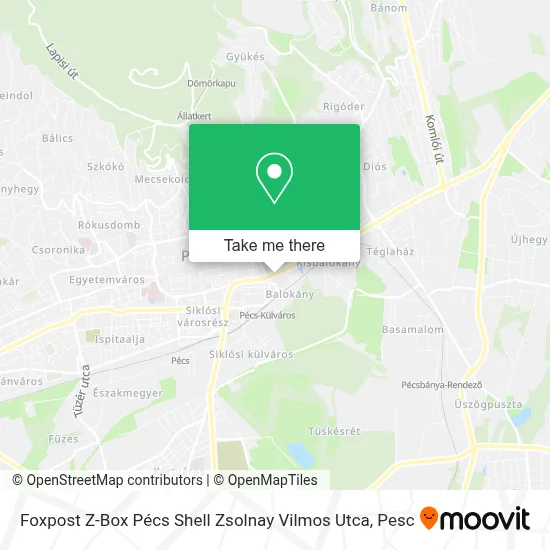 Foxpost Z-Box Pécs Shell Zsolnay Vilmos Utca map