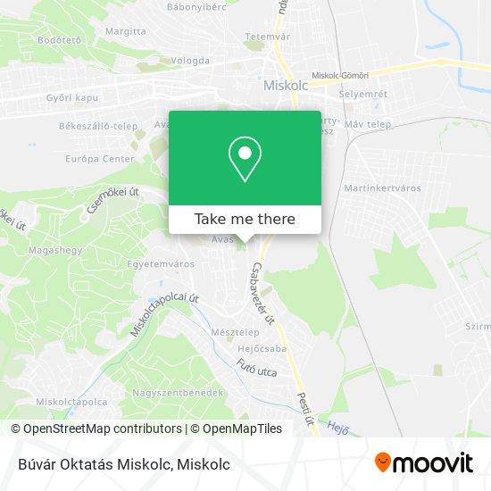 Búvár Oktatás Miskolc map