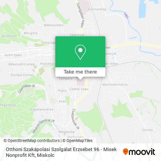 Otthoni Szakápolási Szolgálat Erzsébet 96 - Misek Nonprofit Kft map