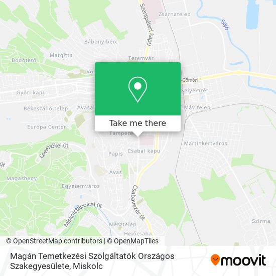 Magán Temetkezési Szolgáltatók Országos Szakegyesülete map