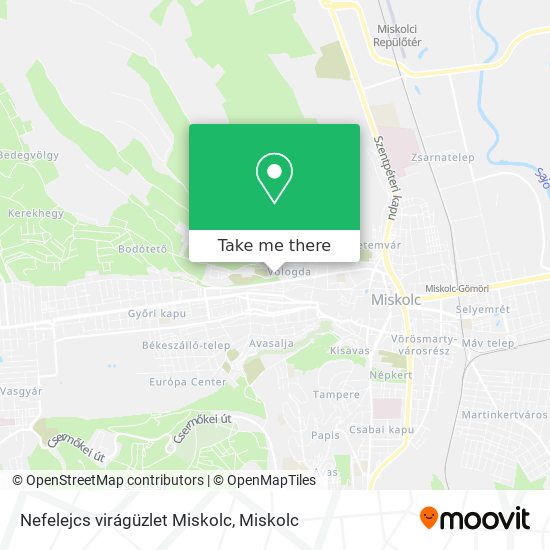 Nefelejcs virágüzlet Miskolc map