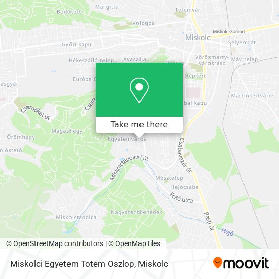 Miskolci Egyetem Totem Oszlop map