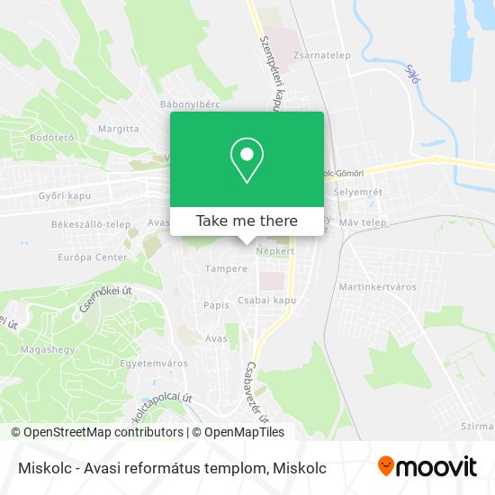 Miskolc - Avasi református templom map