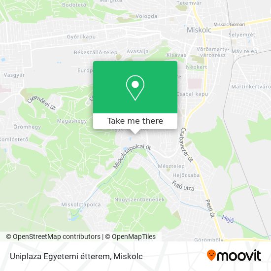 Uniplaza Egyetemi étterem map