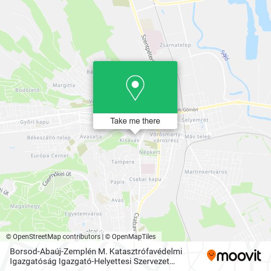 Borsod-Abaúj-Zemplén M. Katasztrófavédelmi Igazgatóság Igazgató-Helyettesi Szervezet Katasztrófavéd map