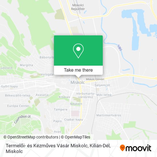 Termelői- és Kézműves Vásár Miskolc, Kilián-Dél map