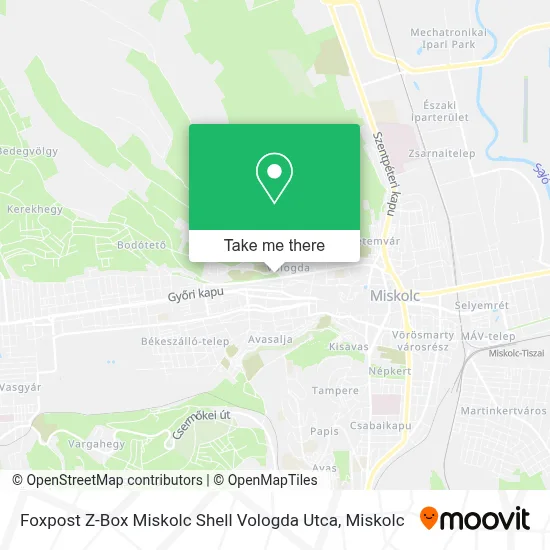 Foxpost Z-Box Miskolc Shell Vologda Utca map