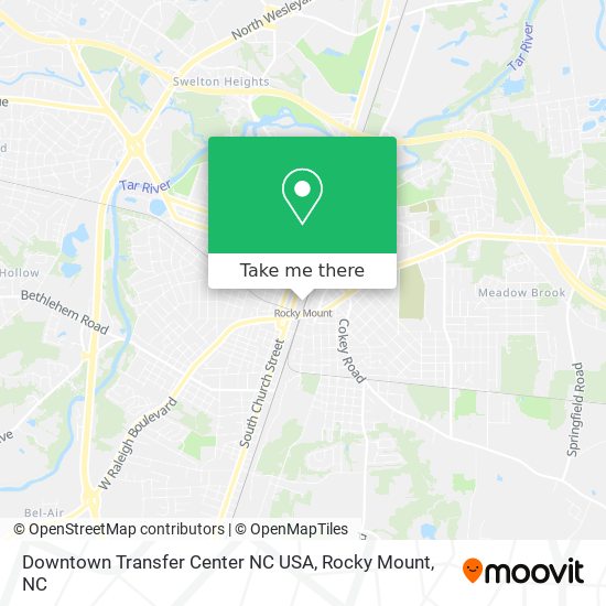 Mapa de Downtown Transfer Center NC USA