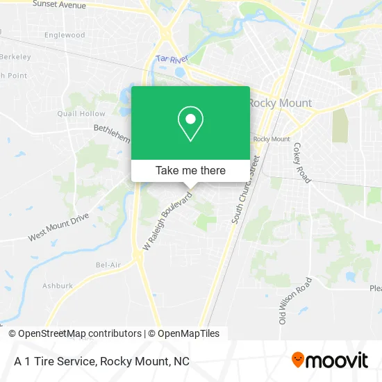 A 1 Tire Service map