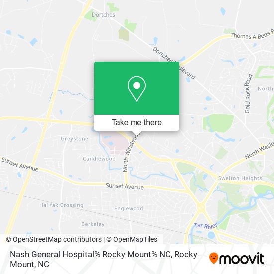 Nash General Hospital% Rocky Mount% NC map