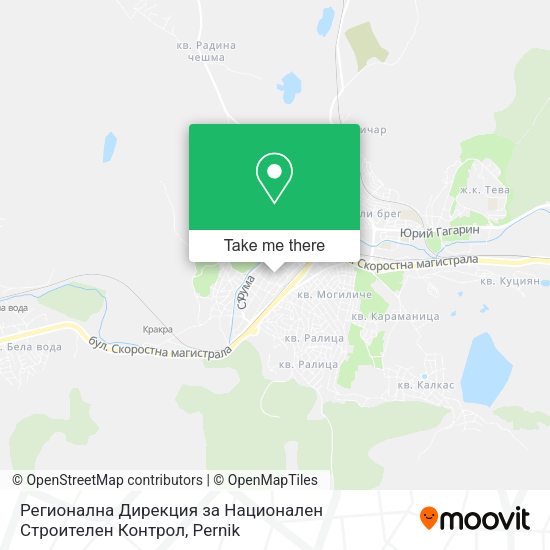 Карта Регионална Дирекция за Национален Строителен Контрол