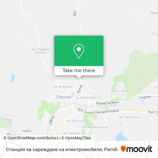 Станция за зареждане на електромобили map