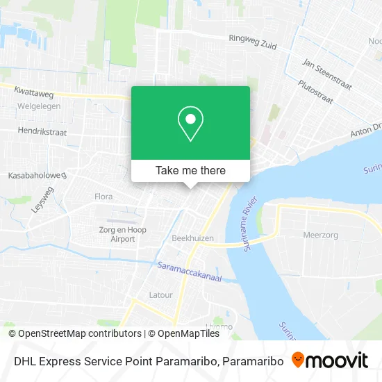 DHL Express Service Point Paramaribo map