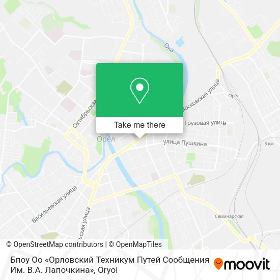 Бпоу Оо «Орловский Техникум Путей Сообщения Им. В.А. Лапочкина» map
