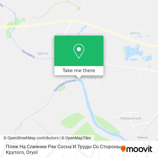 Пляж На Слиянии Рек Сосна И Труды Со Стороны Крутого map