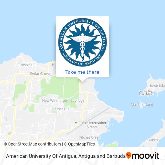 american university map of antigua