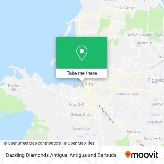 Dazzling Diamonds Antigua map
