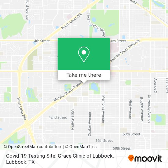 Mapa de Covid-19 Testing Site: Grace Clinic of Lubbock