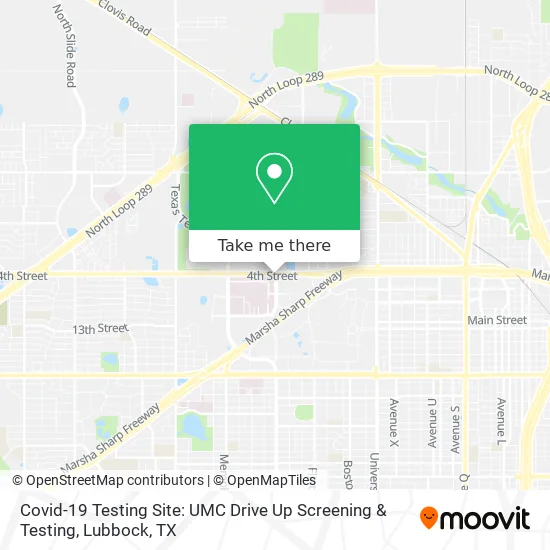 Covid-19 Testing Site: UMC Drive Up Screening & Testing map