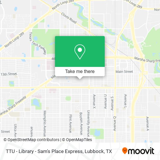Mapa de TTU - Library - Sam's Place Express