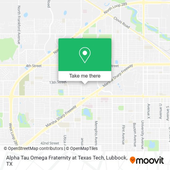 Alpha Tau Omega Fraternity at Texas Tech map