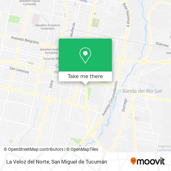 Mapa de La Veloz del Norte