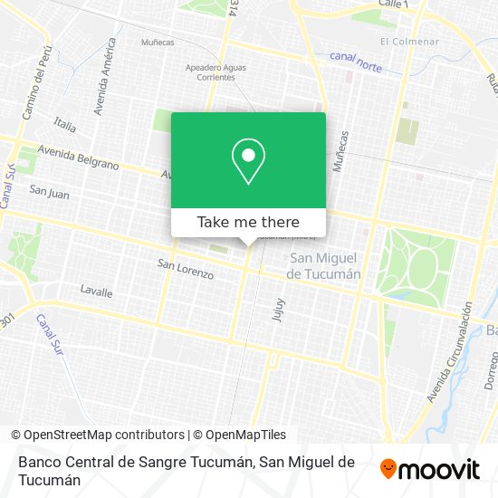 Banco Central de Sangre Tucumán map